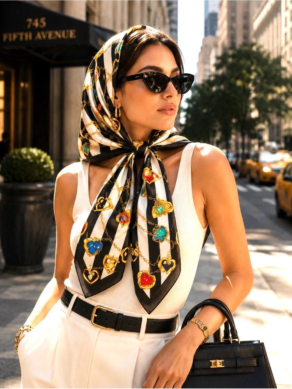 Golden and jewel heart locket Scarf